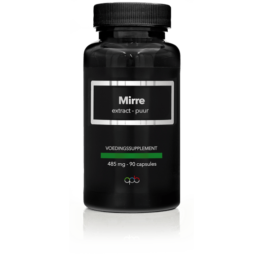 APB Holland Mirre extract capsules, 485mg, herbal supplement in a bottle of 90 capsules, natural herbal preparation.