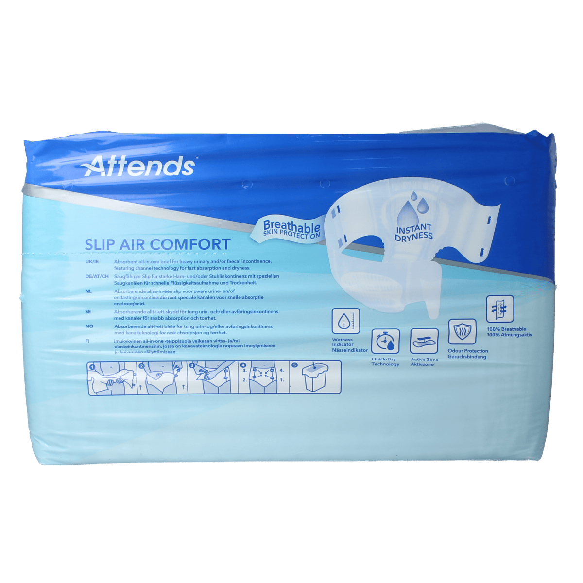 Attends Slip Air Comfort 9 S incontinence pads, 21-pack, soft and breathable for discreet protection