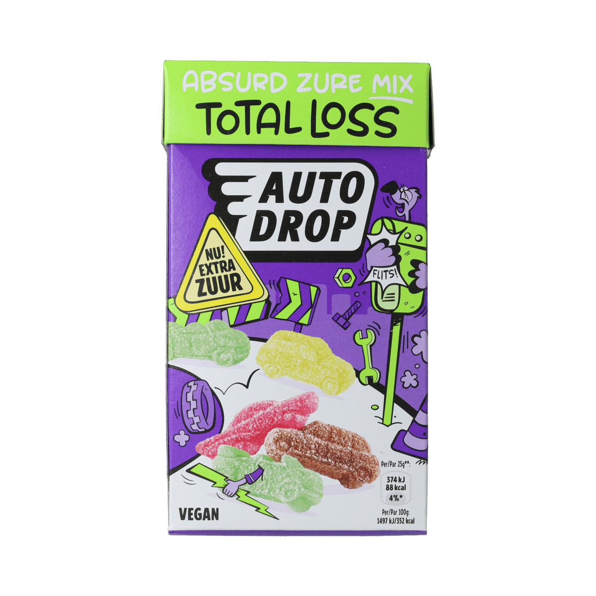 Autodrop Snoepgoed 280.00 Gram Autodrop Autodrop Zure Vegan Total Loss 280.00 Gram