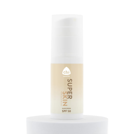 Chi Superskin Sunscreen SPF50 bottle, 50ml, with broad-spectrum protection and lightweight, nourishing formula.
