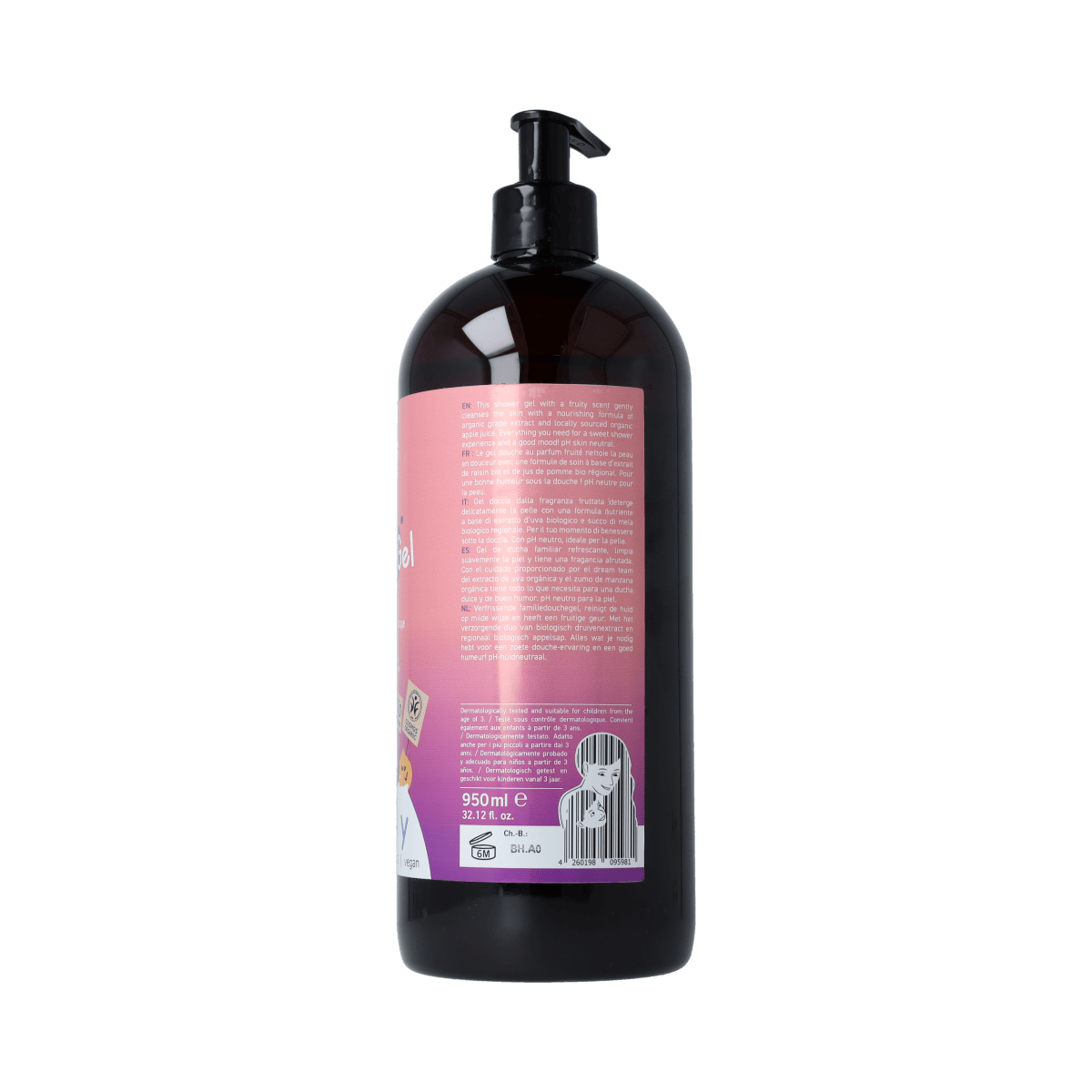 Benecos Natural Beauty showergel in a large 950ml family size, featuring garden pleasure scent, for gentle hair and body cleansing.