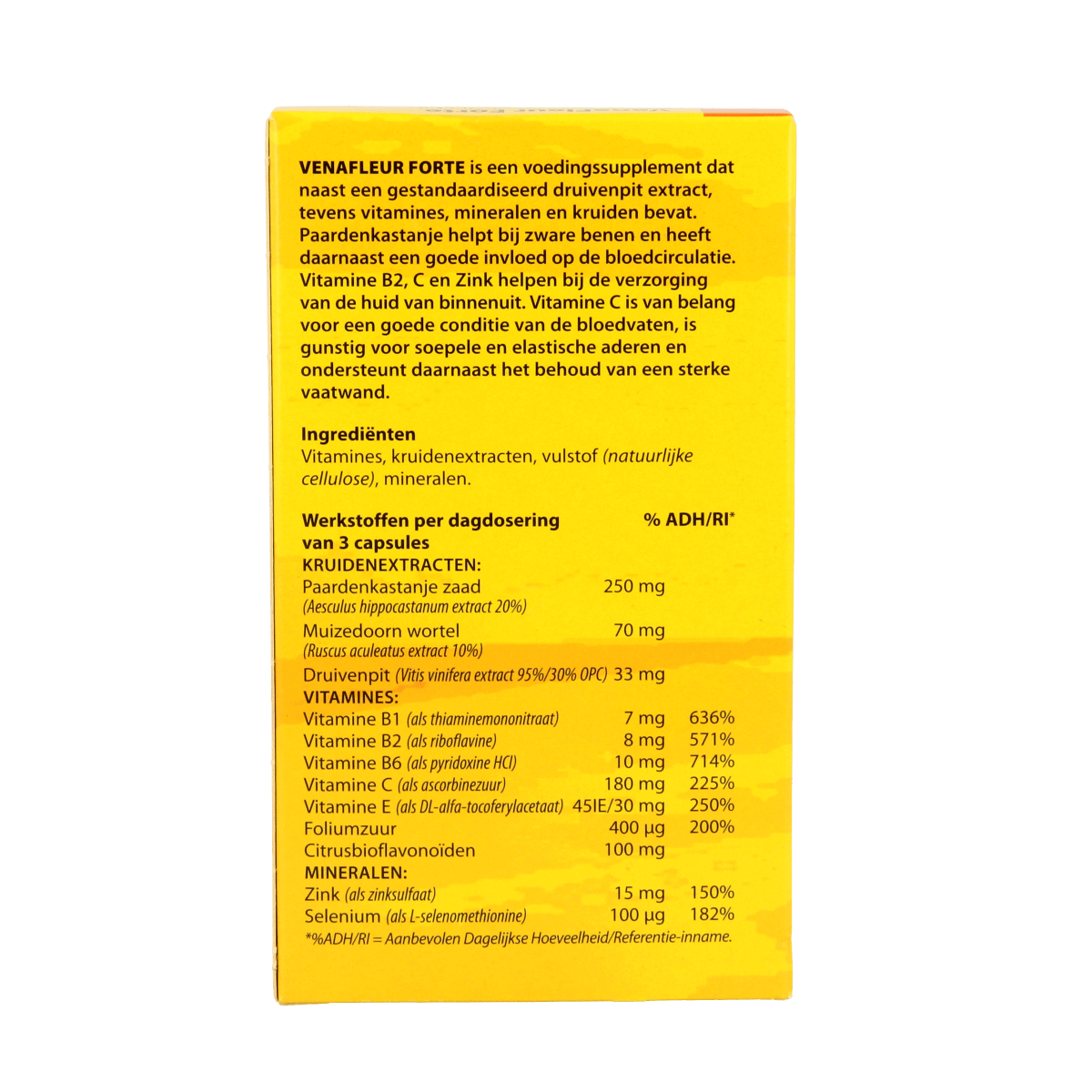 Bloem Venafleur extra herbal supplement capsules, 100-count bottle, featuring natural herbal ingredients in a clear container.