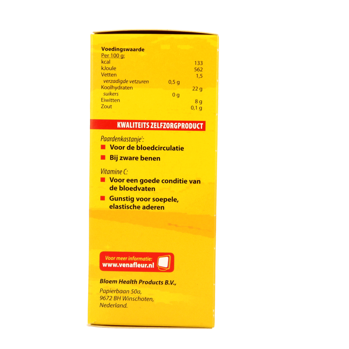 Bloem Venafleur Extra herbal supplement capsules in a clear bottle, featuring 100 capsules of Kruidenpreparaten by Bloem.