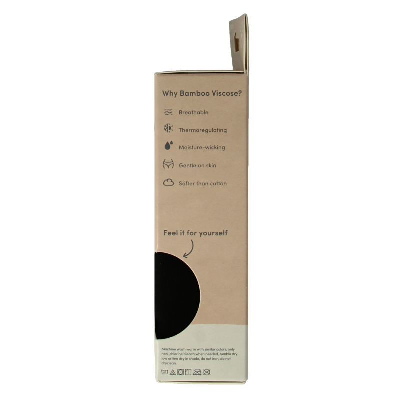 Black Boody women's boyleg slip in size L, made of comfortable, eco-friendly fabric, shown on a plain background.
