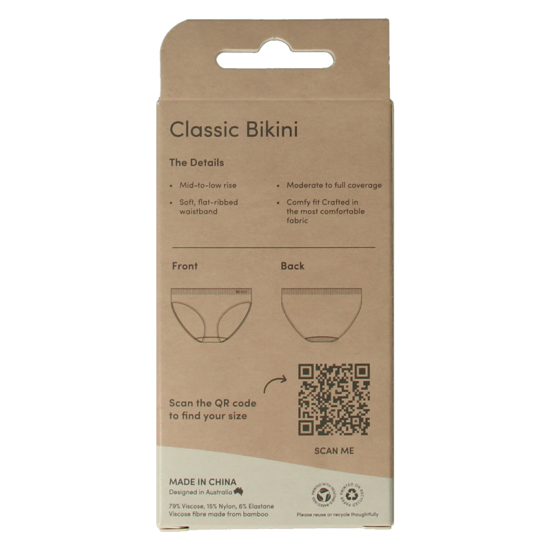 Boody classic bikinislip in blush color, women's underwear, size S, made from eco-friendly materials, soft and comfortable fit