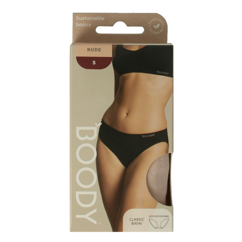Boody classic bikinislip in blush color, women's underwear, size small, made from sustainable fabric, close-up of the soft fabric.