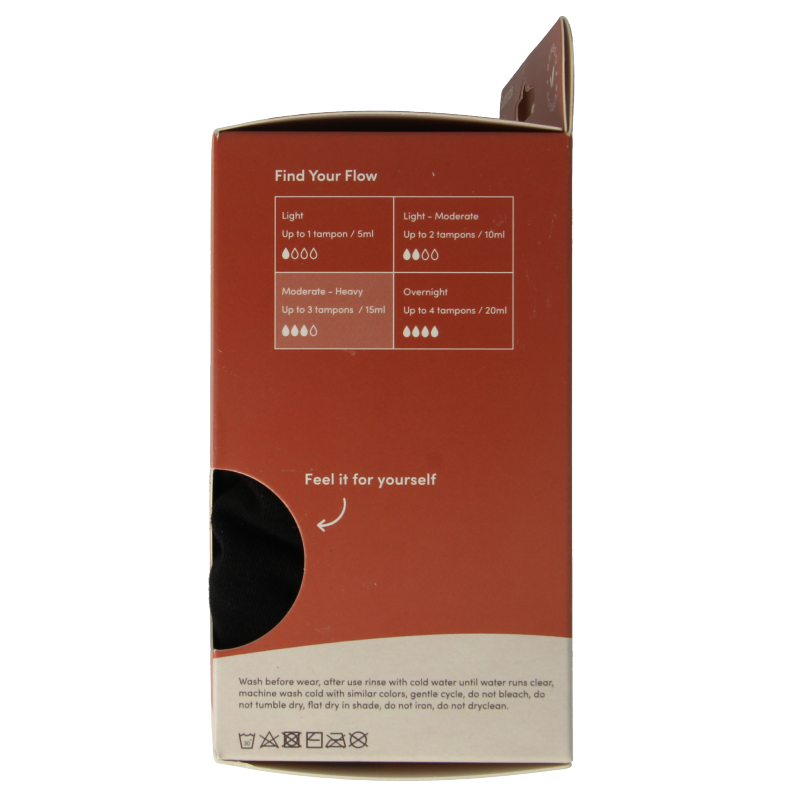 Black Boody menstruation underwear in XL size, showing a comfortable, seamless design for menstrual protection.