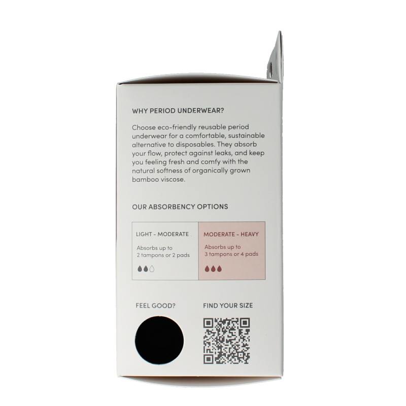 Black Boody menstrutation underwear in size normal/heavy, shown as a seamless, comfortable men's underwear undergarment.