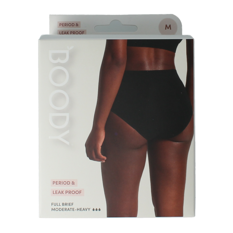 Boody menstruatieondergoed zwart tailleslip voor dames, normaal hevi, 1 stuk, comfortabel en duurzaam ondergoed.