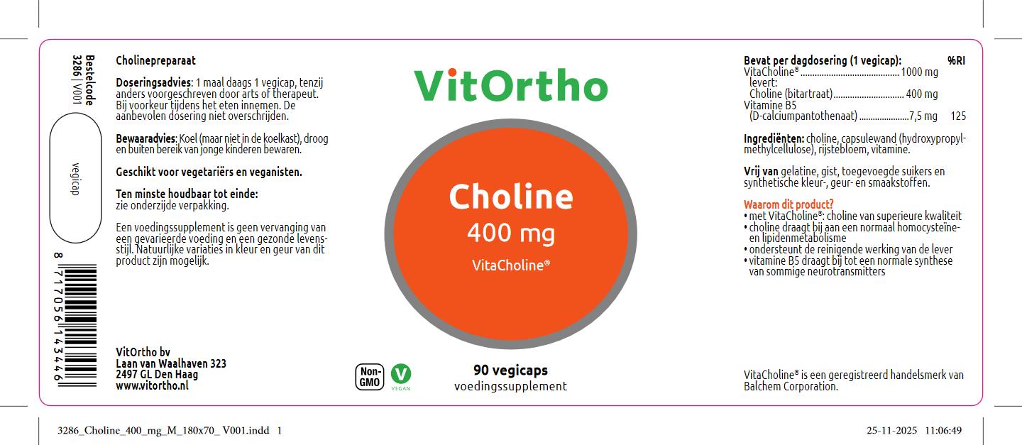 VitOrtho Choline 400mg 90.00 Vegetarische capsules