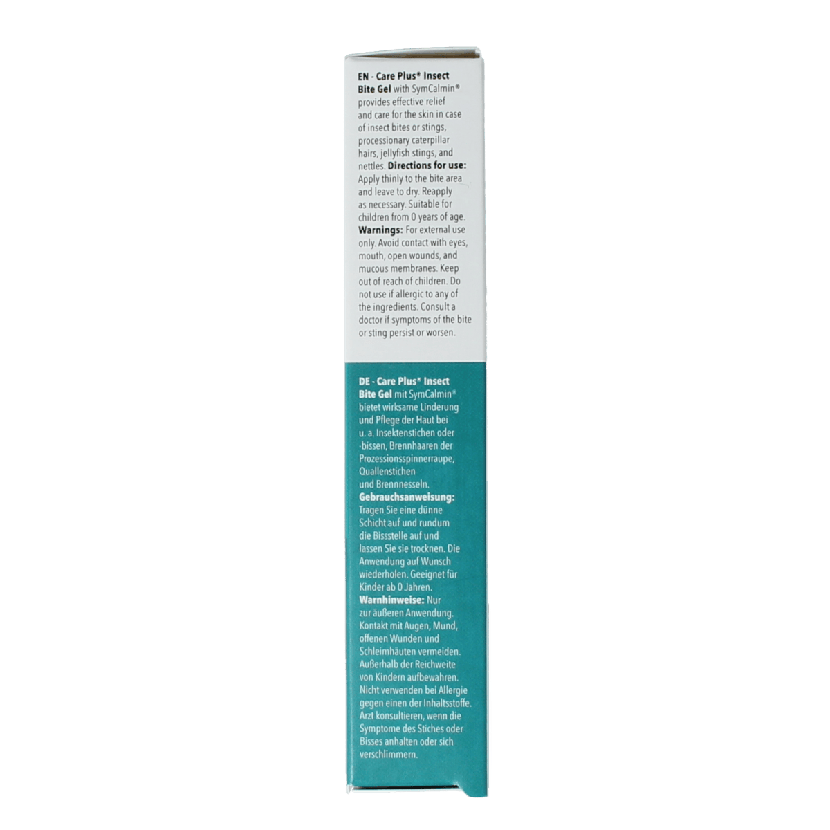Care Plus Insect Bite Gel 20ml, soothing gel for insect bites and stings, in a clear tube with a white cap.