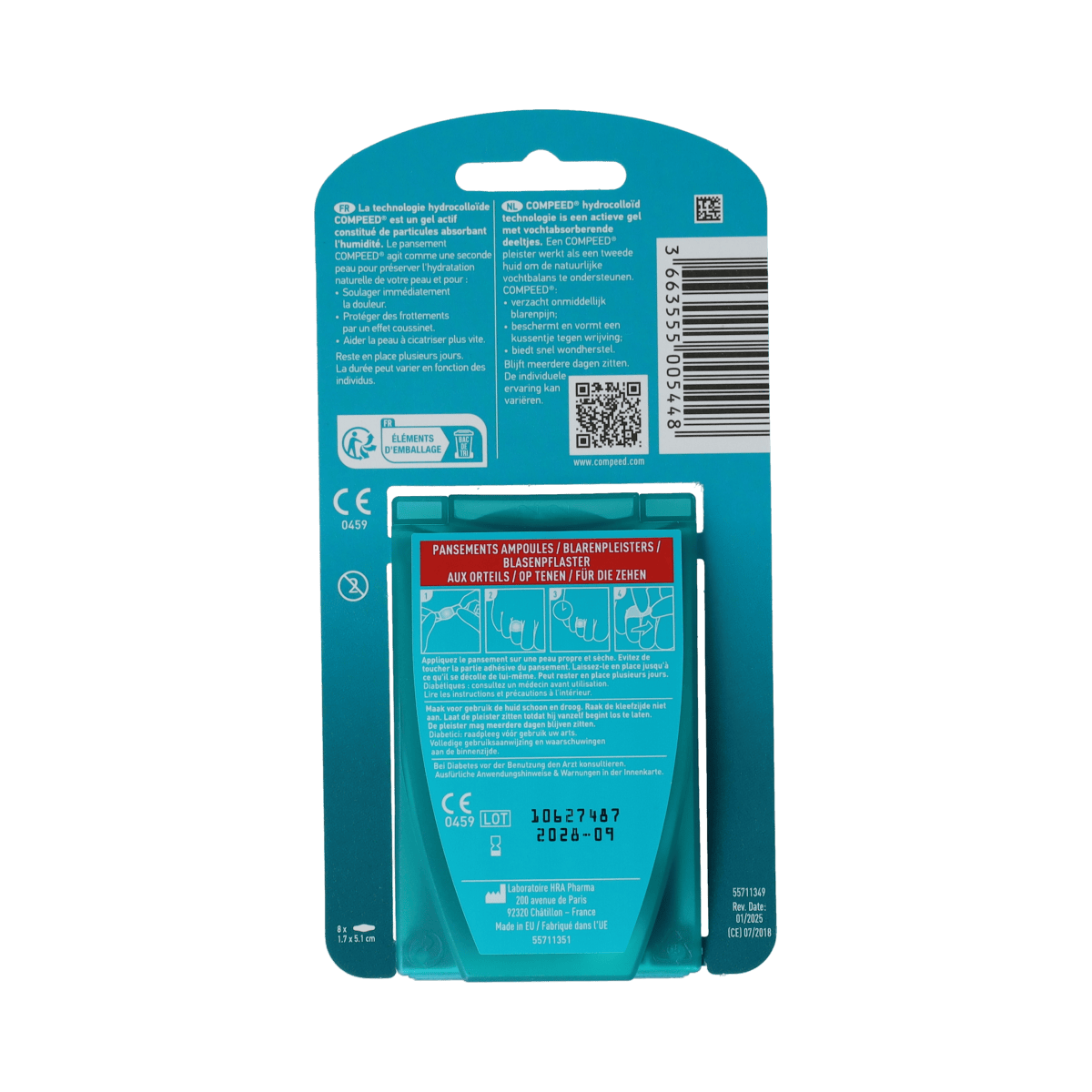 Compeed blarenpleister voor tenen, voetverzorging, 8 stuks, comfortabele pleisters voor blaren en irritaties op tenen