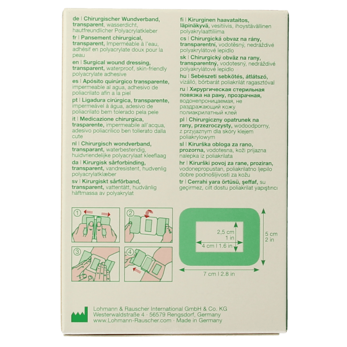 Curapor transparent sterile adhesive bandages 7x5cm, pack of 5 for minor cuts and injuries.