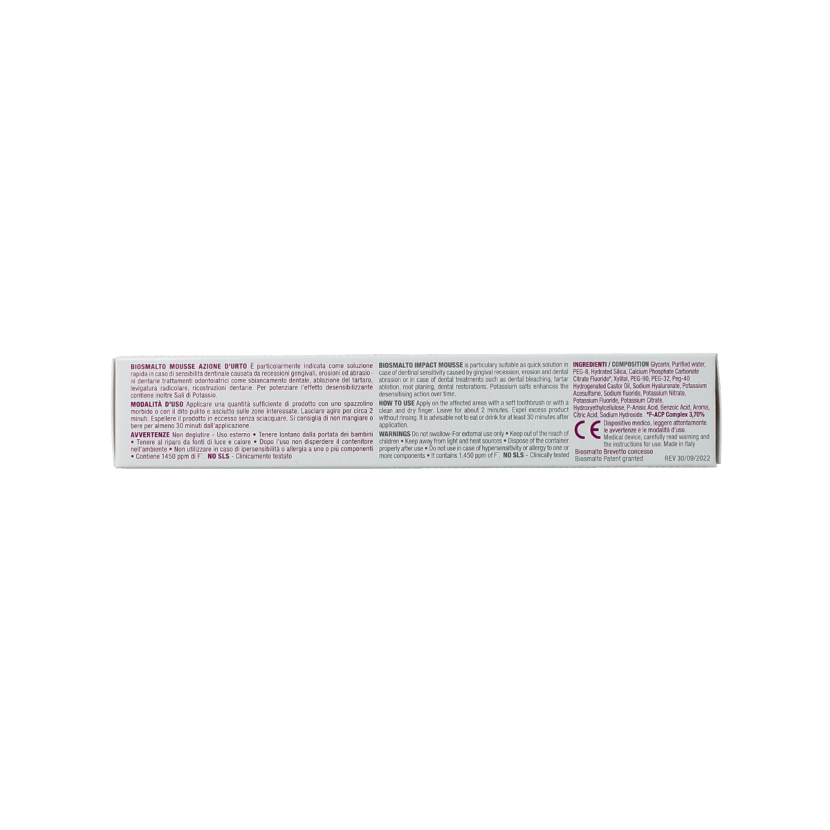Curasept Biosmalto Mousse Sensitive toothpaste in 50ml tube, gentle dental care product for sensitive teeth.
