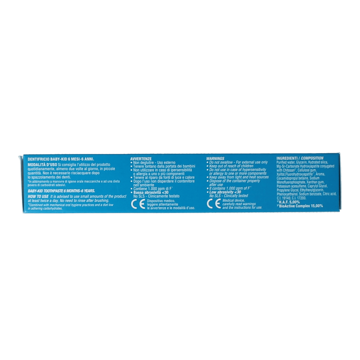 Curasept Biosmalto toothpaste for children with caries and erosion, 50ml tube, showing the toothpaste tube with branding.