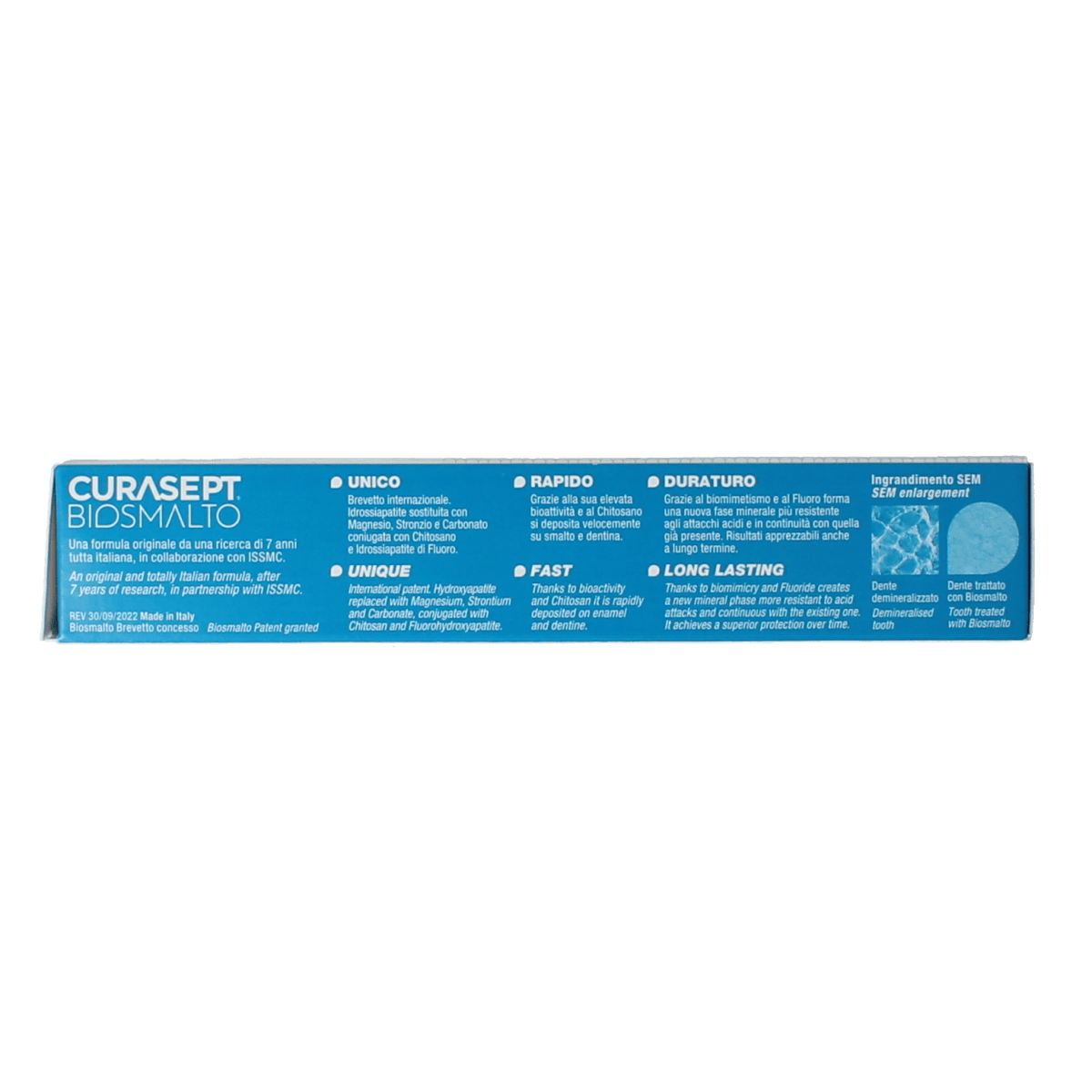 Curasept Biosmalto toothpaste for children with caries, erosion, and wear, 50ml tube shown in the image.
