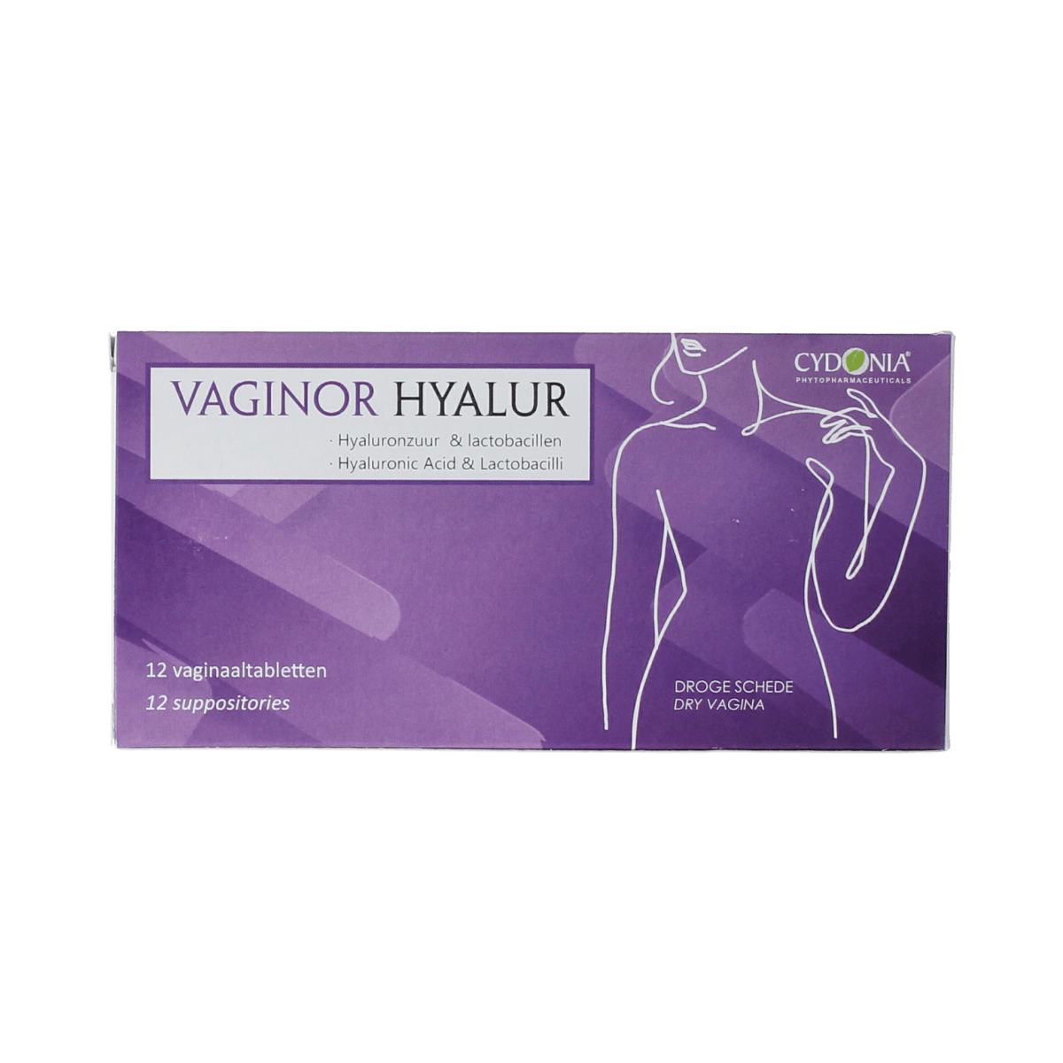 Cydonia Vaginor hyalur vaginal tablets in a blister pack, designed for intimate hygiene and comfort, by Cydonia.