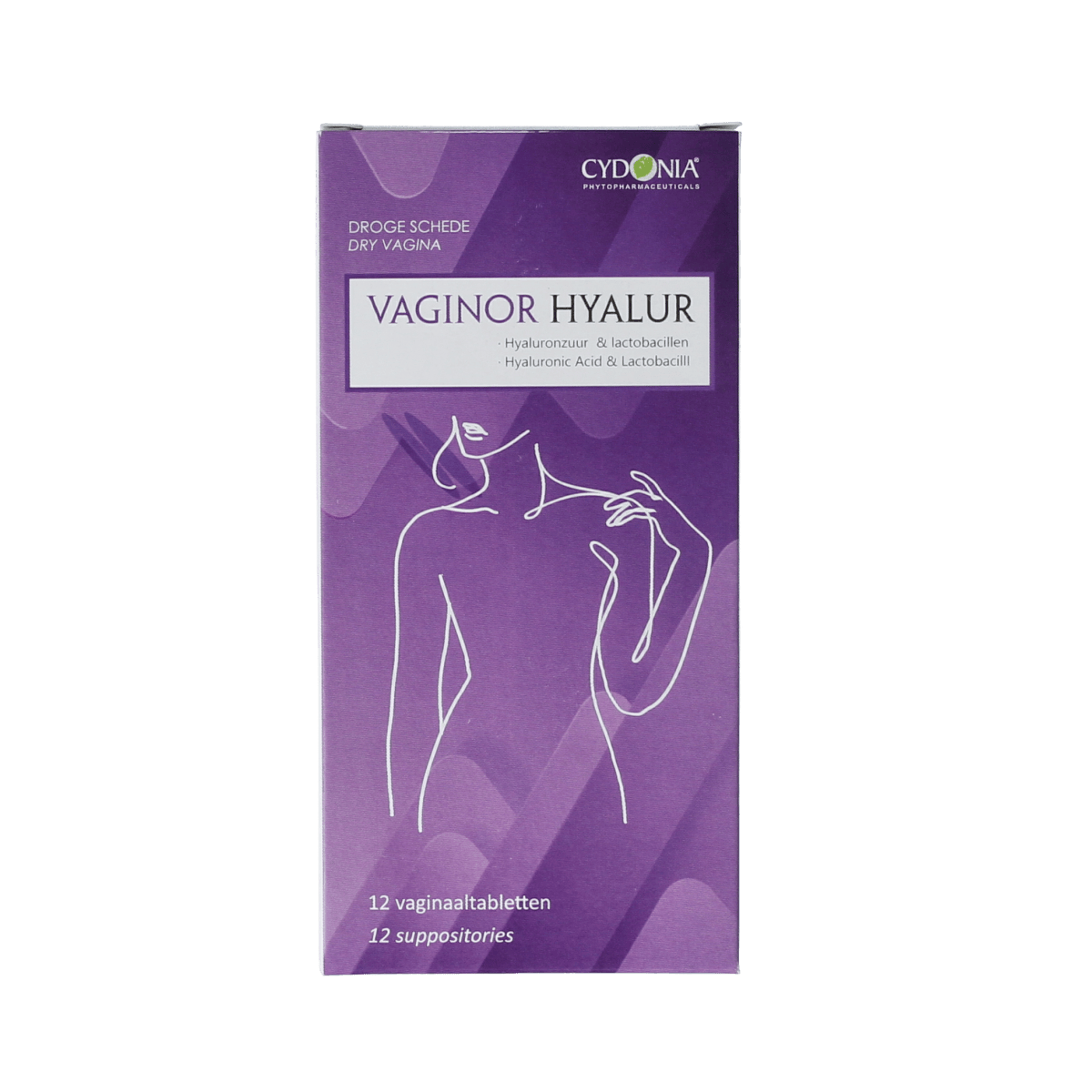 Cydonia Vaginor hyaluron vaginal tablets in a blister pack, designed for intimate hygiene and moisture support.