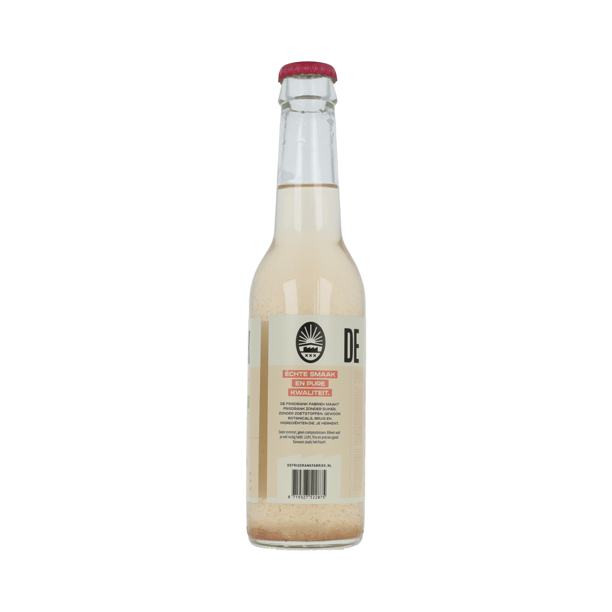 De Frisdrank Fabriek grapefruit koolzuurhoudende frisdrank in 275ml fles, biologische suikervrije bruisende drankje.