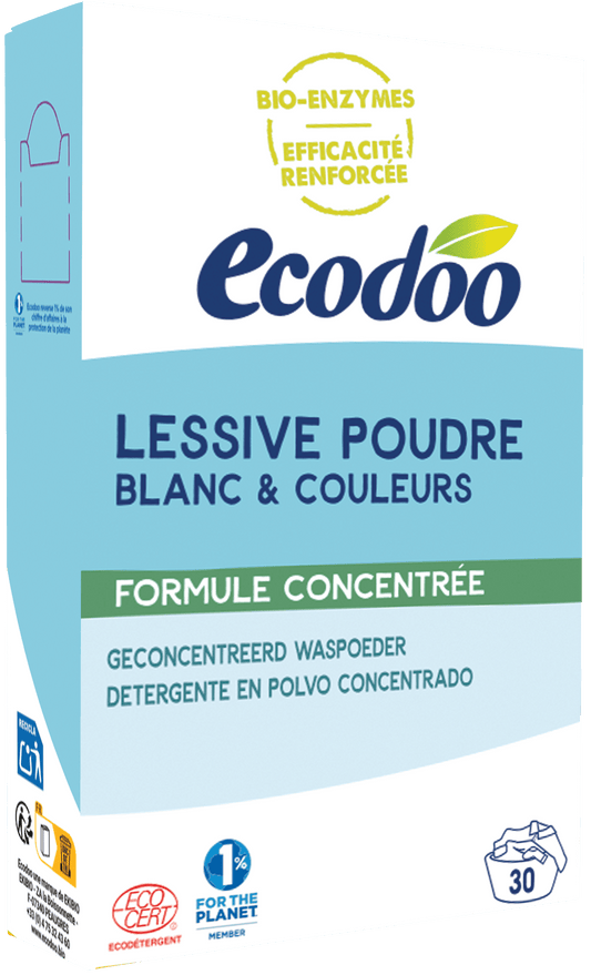 Ecodoo eco concentrated laundry powder in 750g package, eco-friendly wasmiddelen for effective cleaning