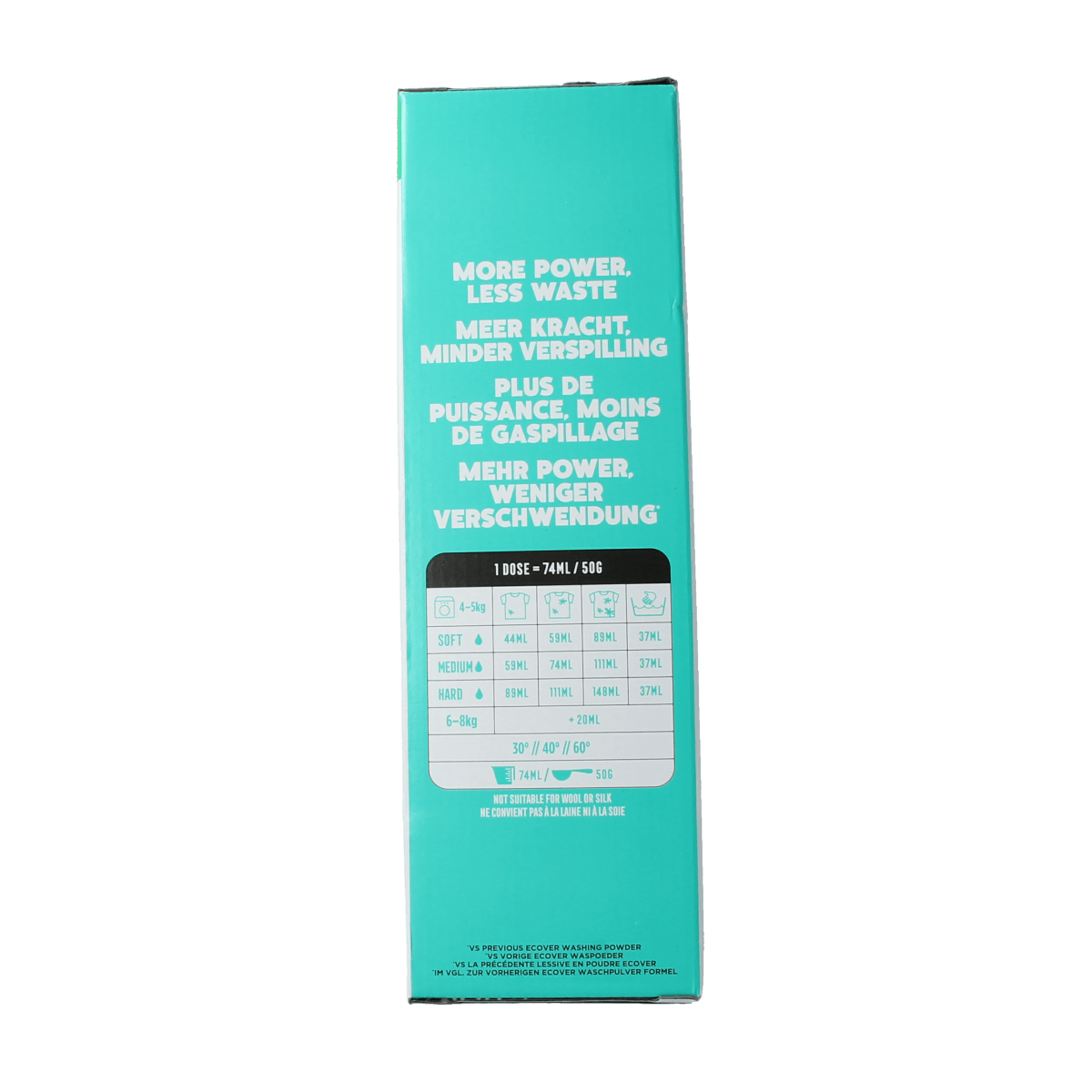 Ecover Waspoeder universal 4000g laundry detergent powder in a white bag with blue accents, suitable for all types of laundry
