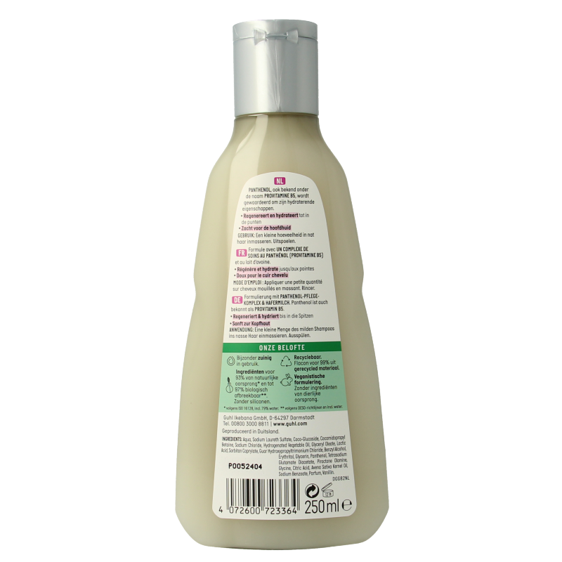 Guhl Shampoo Panthenol + Repair bottle, 250ml, hair care product with nourishing formula for damaged hair