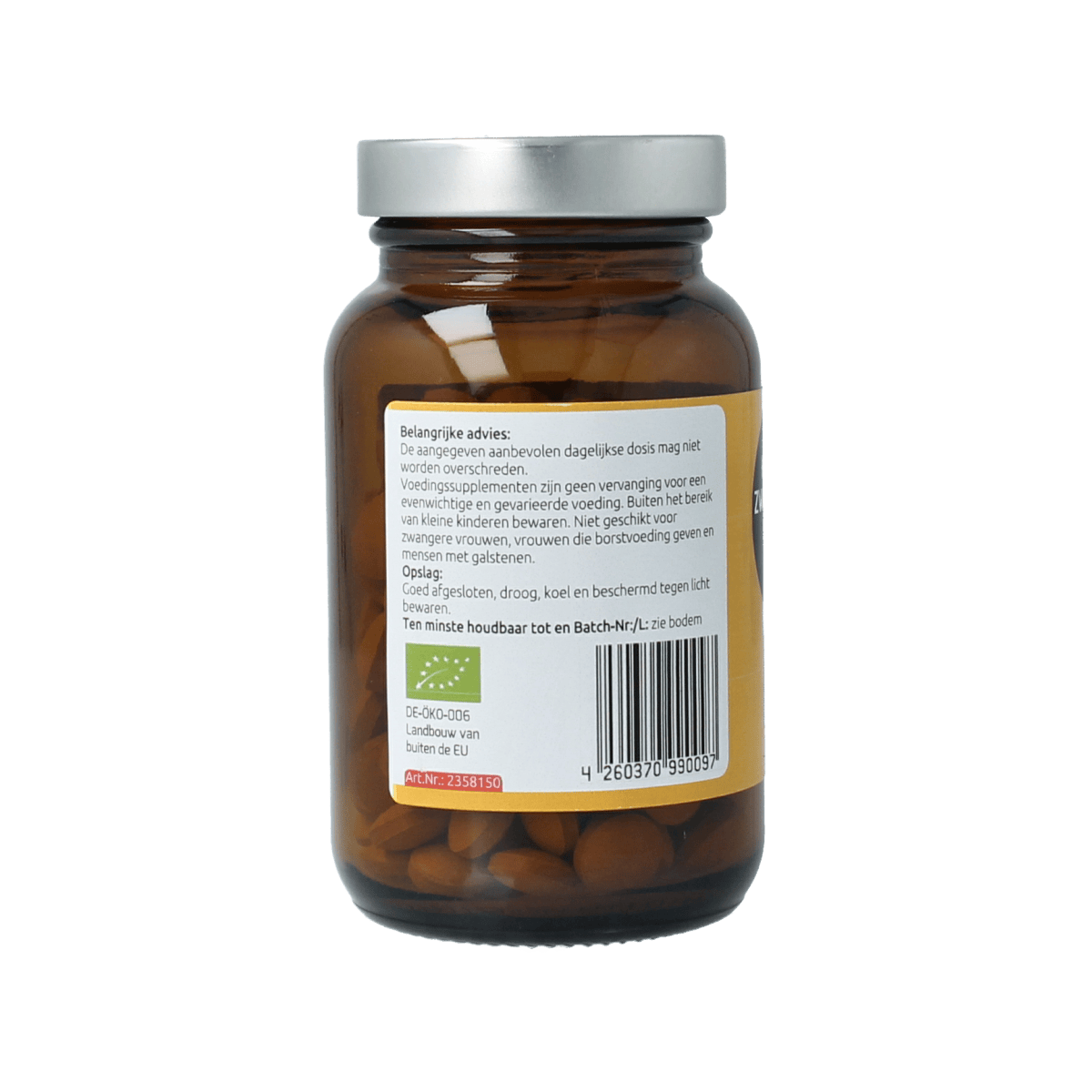Hanoju Kurkumapoeder with piperine, organic turmeric supplement in 150 tablets, natural herbal preparation by Hanoju.