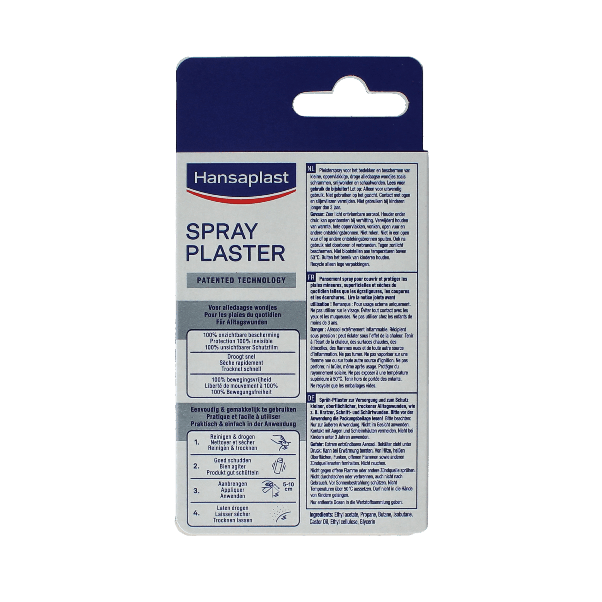 Hansaplast Second Skin Pleister Spray in 40ml bottle, easy-to-use wound dressing spray from Hansaplast for skin protection.