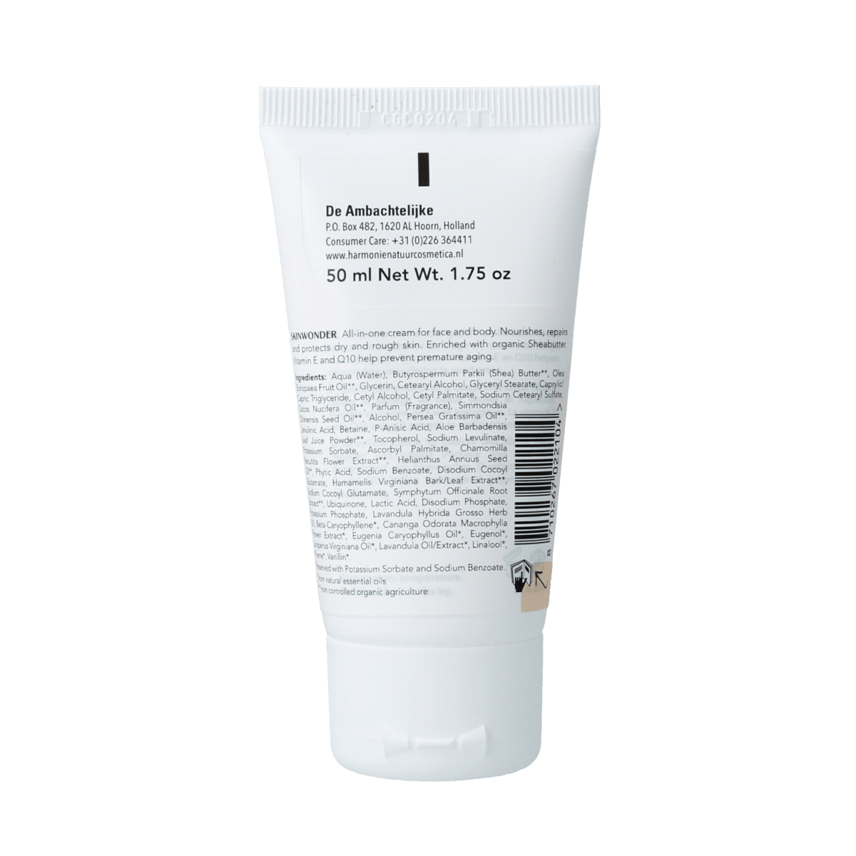 Harmonie Skinwonder Face & Body Cream BIO in 50ml jar, natural make-up product with moisturizing cream for skin care.