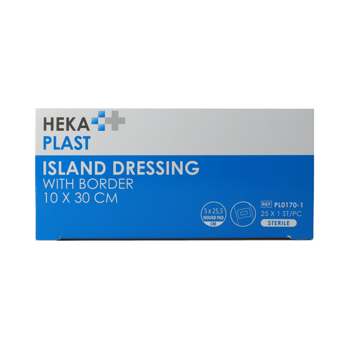 Hekaplast Border 10cm x 30cm adhesive bandages, pack of 25, for wound care from Hekaplast.