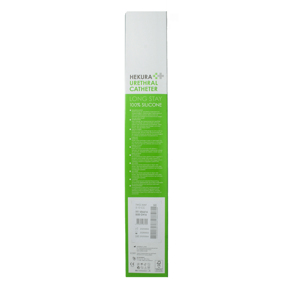 Hekura siliconen CH16 catheter and urinal, 1.00 size, for medical use, shown in the image.