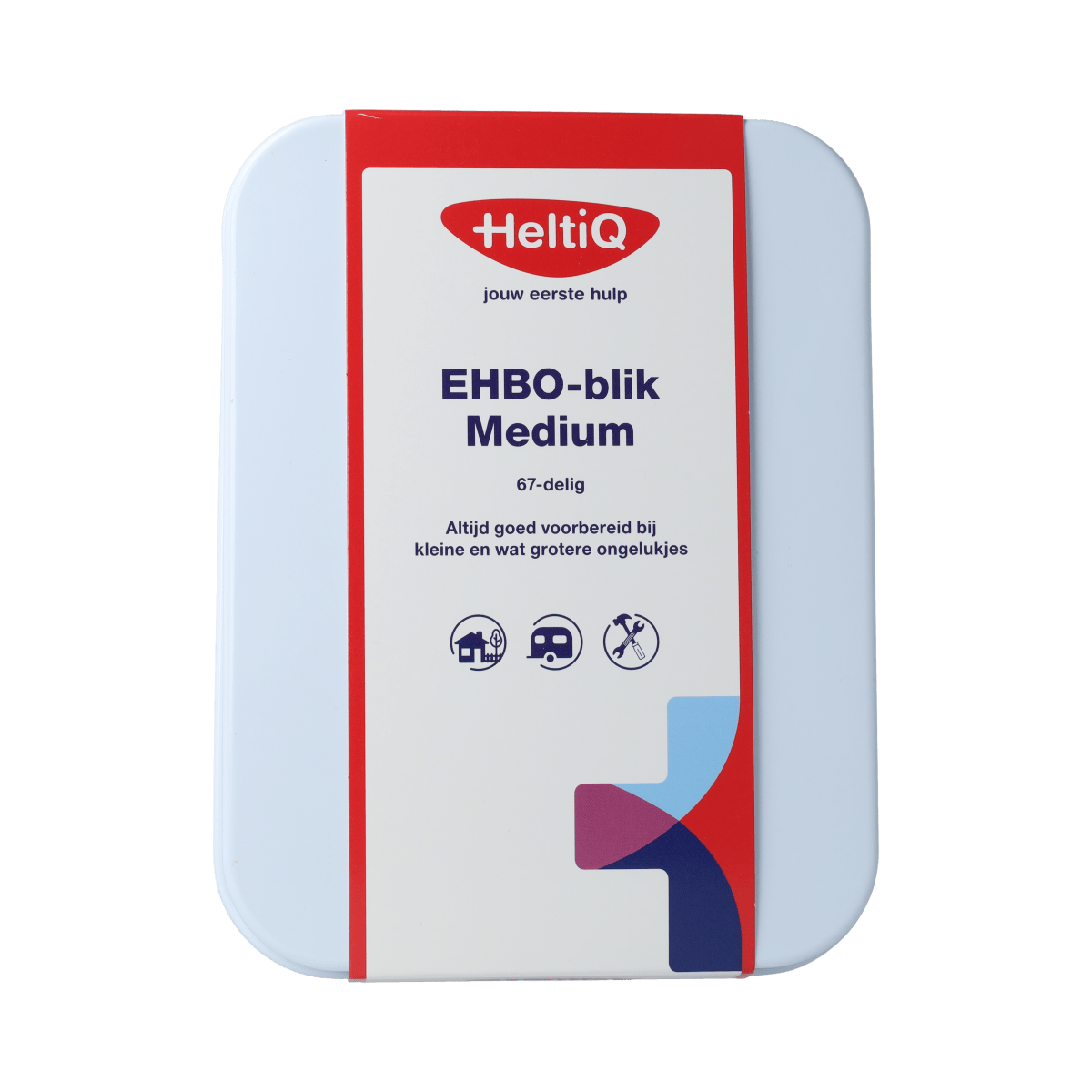 Heltiq EHBO Blik Medium first aid kit with 1.00 Stuks, containing essential emergency supplies in a compact box.