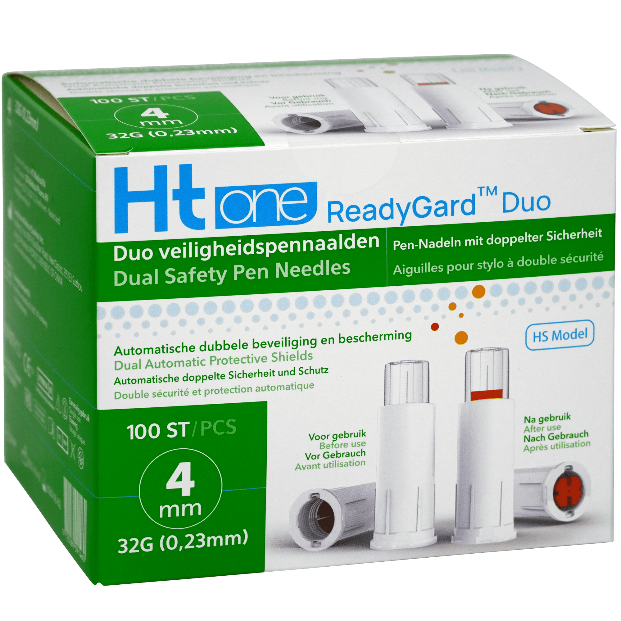 HT One Lancetten en Naalden 100.00 Stuks HT One Ht One READYGARD DUO veiligheidspennaald 32G 4mm 100.00 Stuks