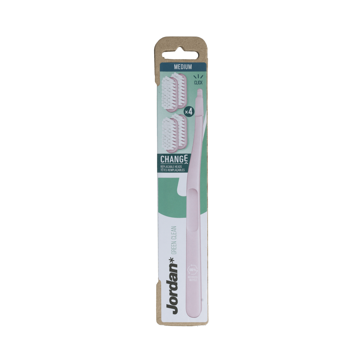 Jordan Tandenborstels 4.00 Stuks Jordan Tandenborstel Green Clean Change Medium 4-pack 4.00 Stuks