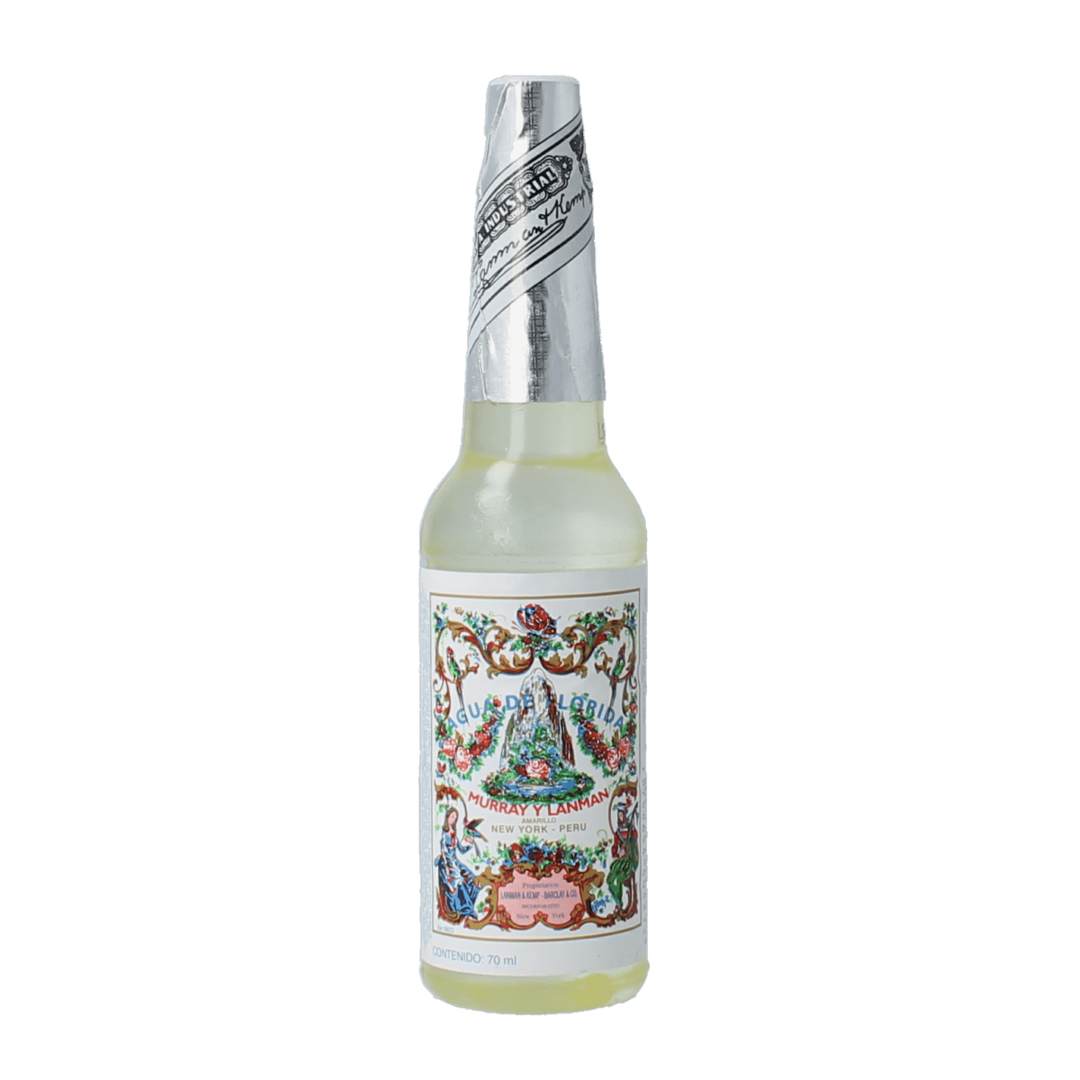 Lanman & Kemp Florida Water spiritual mist in a 70ml bottle, featuring a clear glass container with a decorative label.