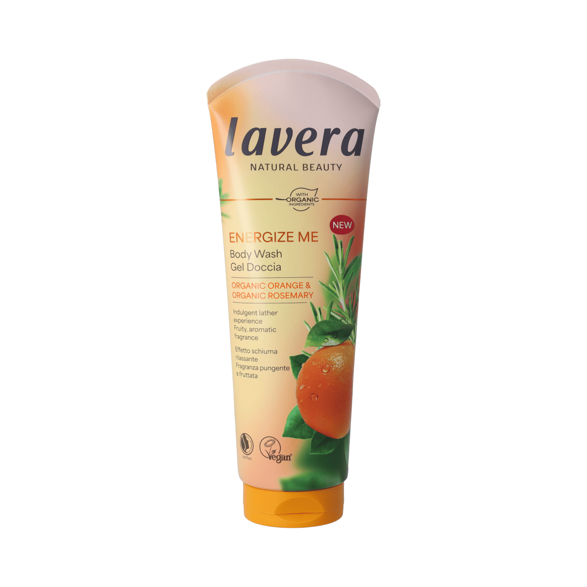 Lavera Energize Me Body Wash in 250ml bottle, natural body cleansing and revitalizing skincare product.