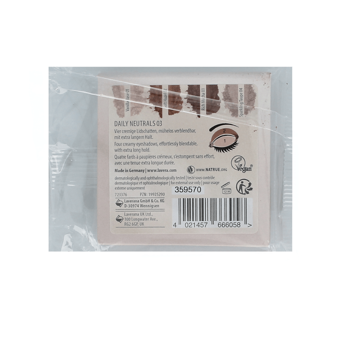Lavera Signature Colour Collection 03 makeup compact with 3.20 grams of natural-colored eyeshadow or blush product.