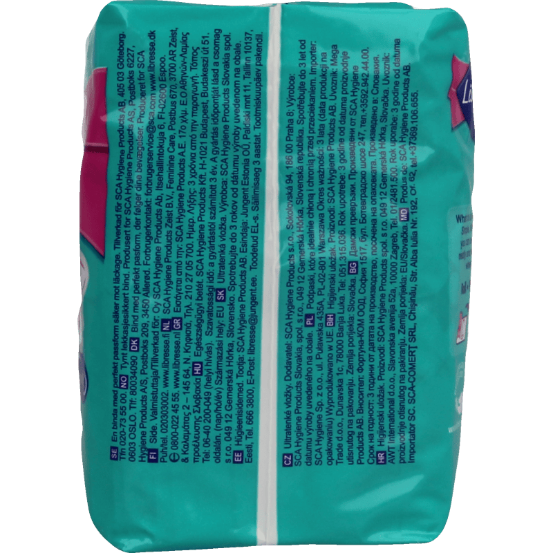 Libresse Ultra Long Wing sanitary pads for women, pack of 12, with extended wings for extra protection and comfort.