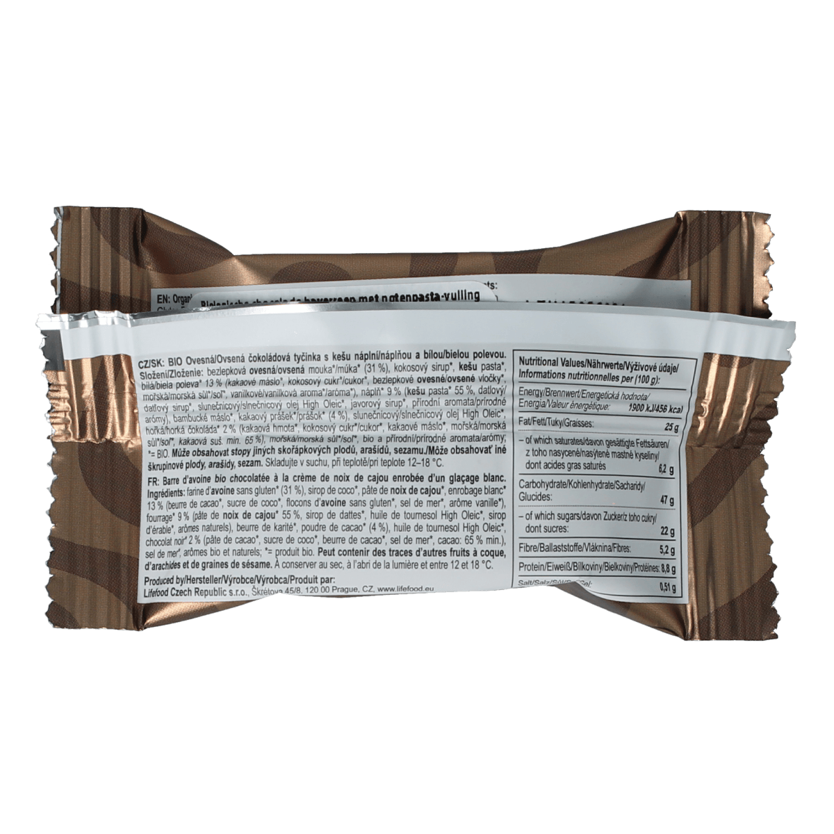 Lifefood double chocolate cake snack, 35g, showing a chocolate cake piece with rich chocolate layers and a smooth topping.