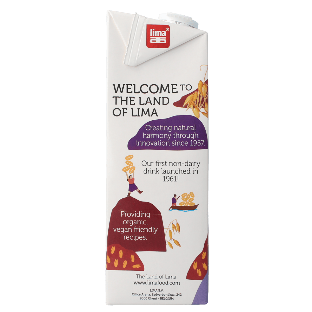 Lima sugar-free organic oat drink in a 1-liter carton, showcasing the product packaging with oats and natural ingredients.