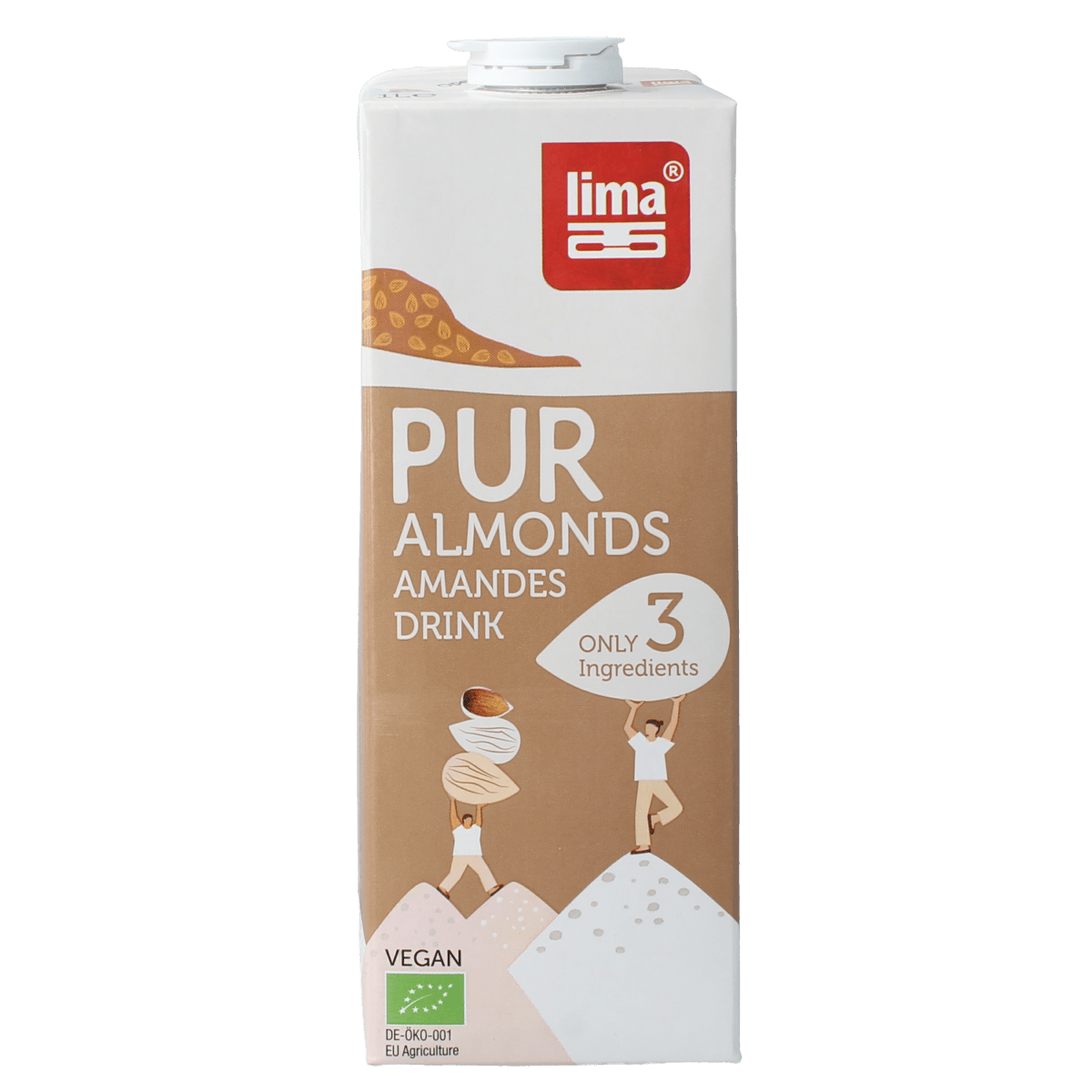 Lima Pur organic almond drink in a 1-liter carton, dairy-free plant-based beverage from the Lima brand.