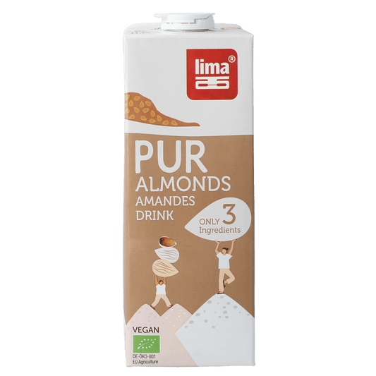 Lima Pur organic almond drink in a 1-liter carton, dairy-free plant-based beverage from the Lima brand.