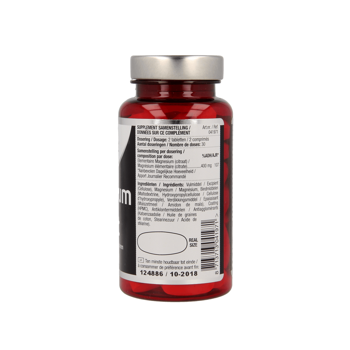 Lucovitaal Magnesium Citraat 400mg mineral supplement in a bottle of 60 tablets, natural mineral complex for health support.