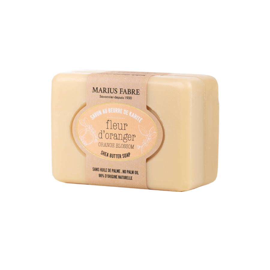 Marius Fabre Zeep Oranjebloesem scented soap bar, 100 grams, with orange blossom fragrance and natural soap ingredients.