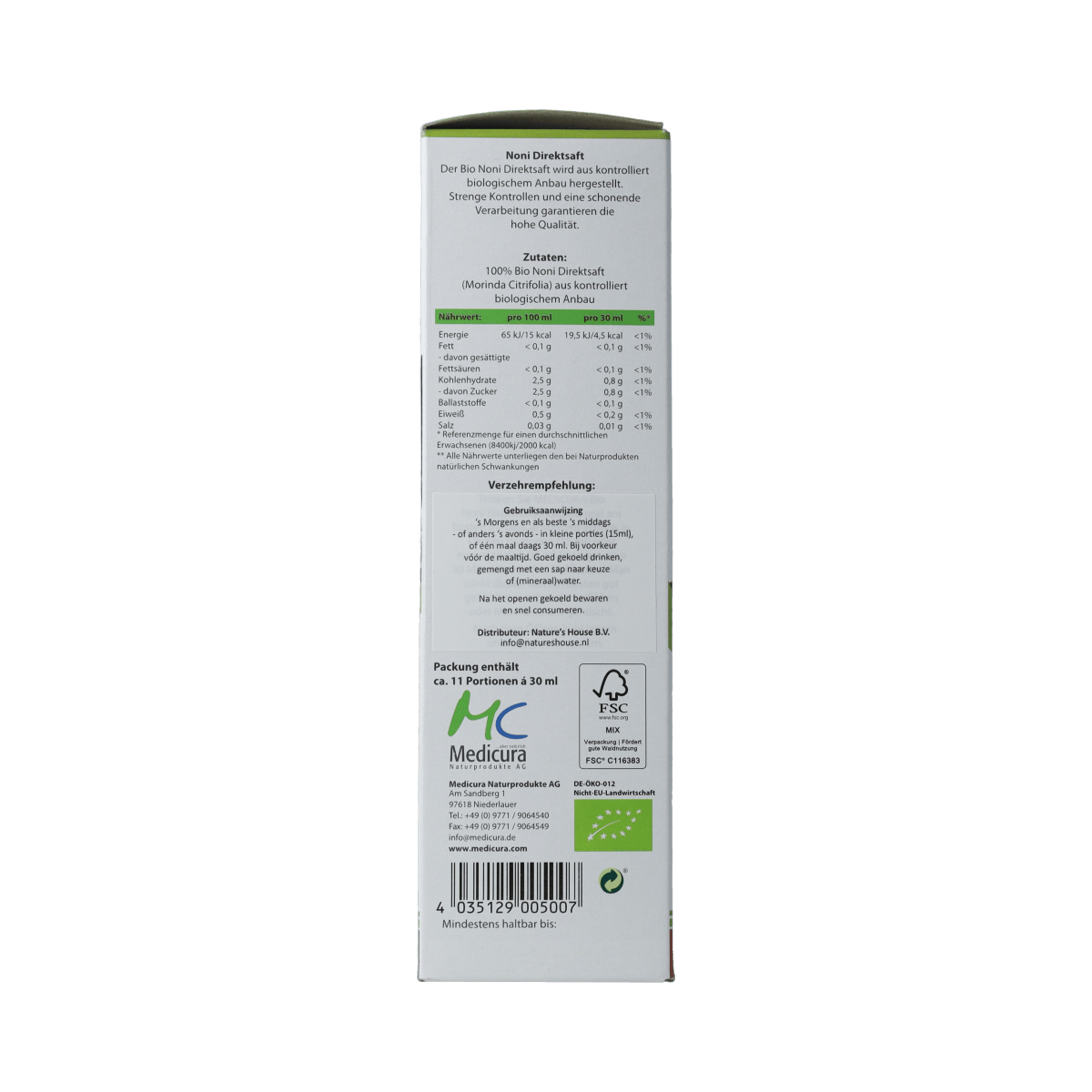 Medicura Dranken en Sappen 330.00 Milliliter Medicura Noni 100% sap bio 330.00 Milliliter