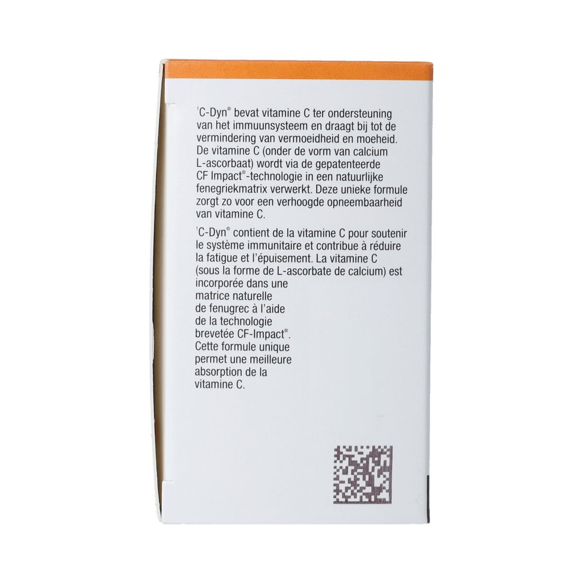 Metagenics C-Dyn dietary supplement tablets in a bottle, showing 45 tablets of vitamin C and herbal blend for immune support.