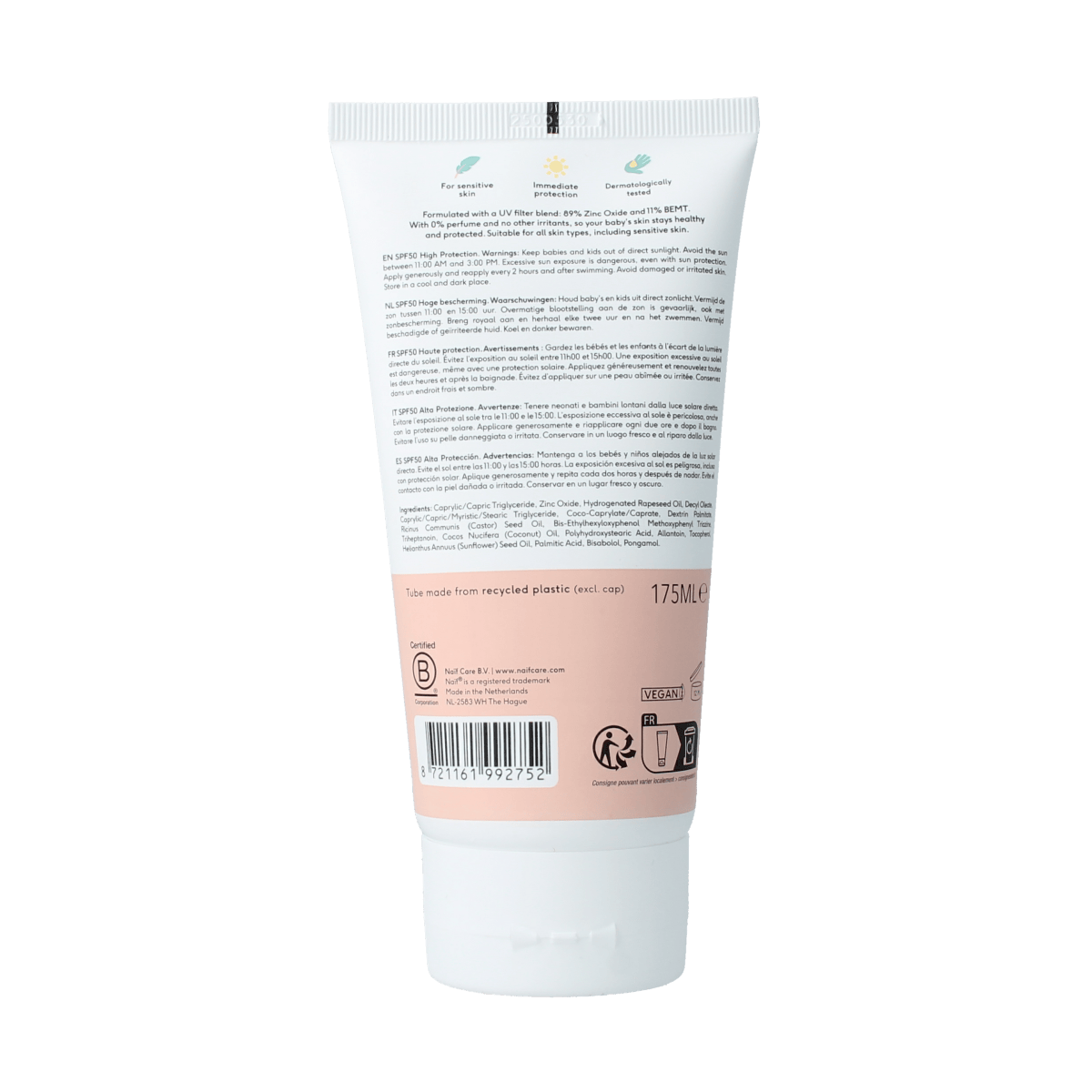 Naif Zonnen 175.00 Milliliter Naif Naif Zon Baby&Kids Mineral cream 0% SPF50  175.00 Milliliter