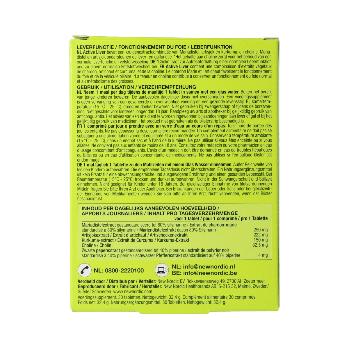 New Nordic Kruidenpreparaten 30.00 Tabletten New Nordic Active liver 30.00 Tabletten
