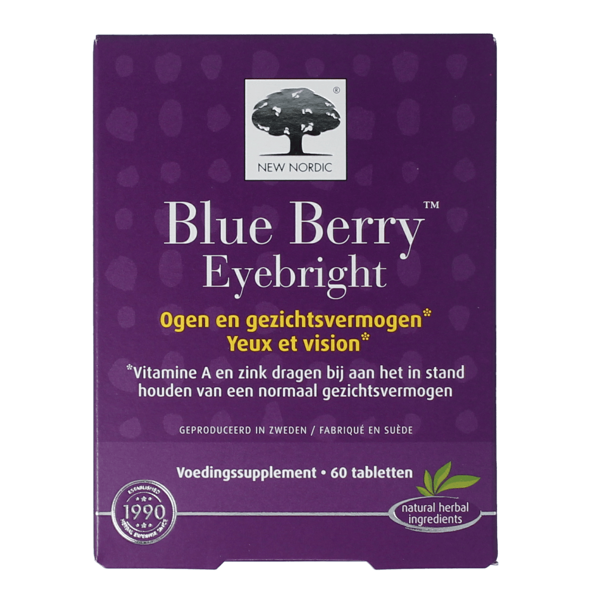 New Nordic Blueberry Eyebright dietary supplement tablets, natural herbal remedy for eye health, 60 count bottle.