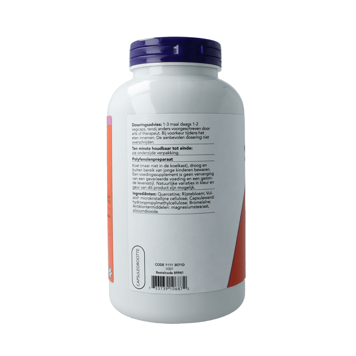 NOW Quercetine met Bromelaïne vegetarische capsules, kruidenpreparaten supplement in een pot met capsules
